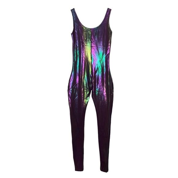 Taylor Fit Wear Jumpsuit Metallic Pull On Size L Sleveless Full Length Stretchy - Picture 5 of 5